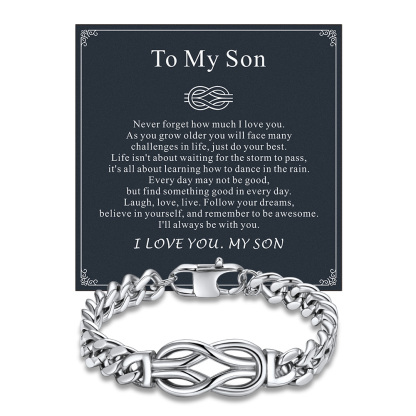 Infinity Love Knot Cuban Link Bracelets For Men  to my son card silver