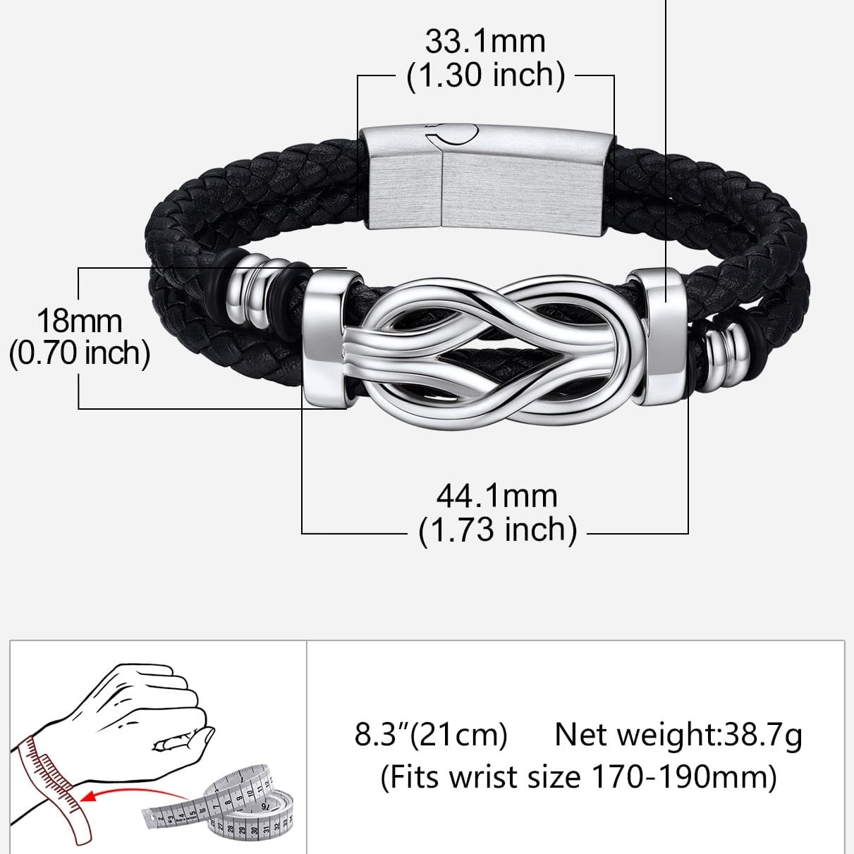  Infinity Love Knot Leather Bracelets For Men with Greeting Card | Father's Day Gift