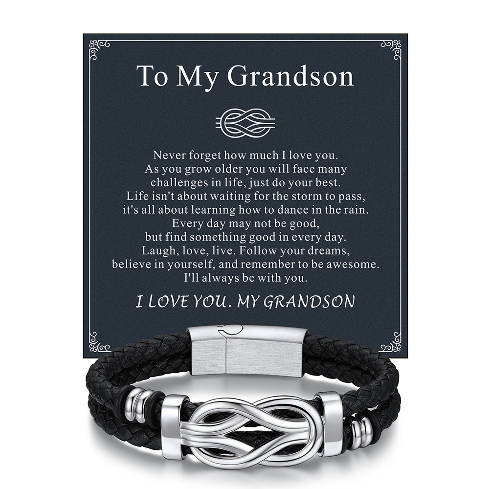  Infinity Love Knot Leather Bracelets For Men | Gift to grandson