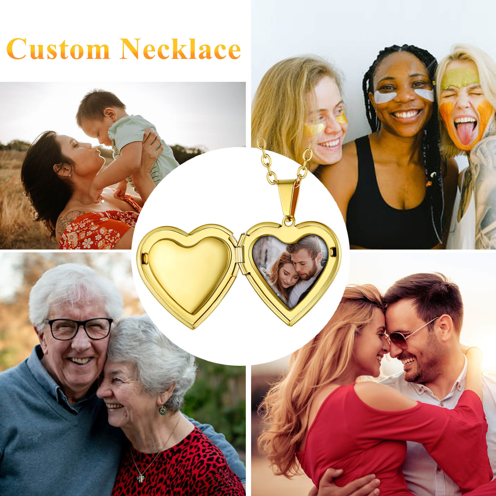 Customize Heart Photo Locket Necklace For gift