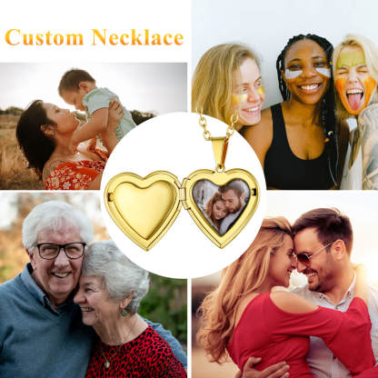 Customize Heart Photo Locket Necklace For gift