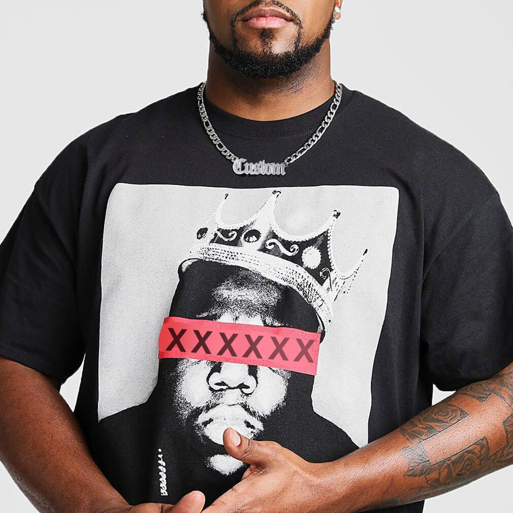 man wearing silver Diamond Cut Name Necklace