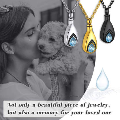 Teardrop Birthstone Urn Necklace for Cremation