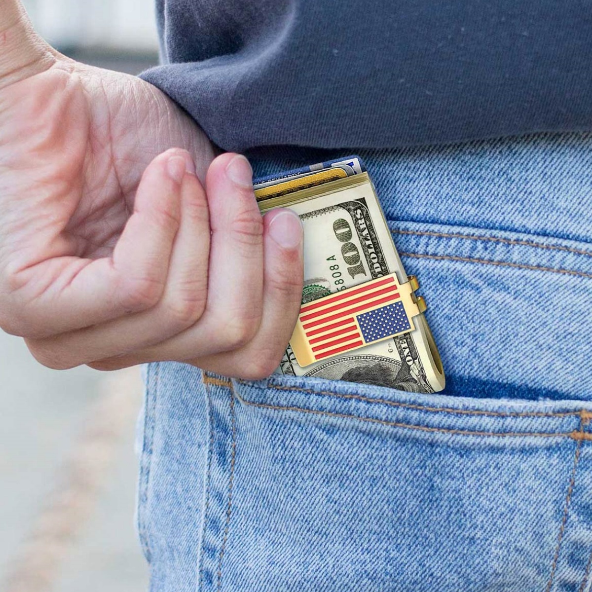 men wearing American Flag  Money
