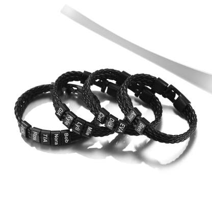 Custom Mens Beaded Leather  Bracelets
