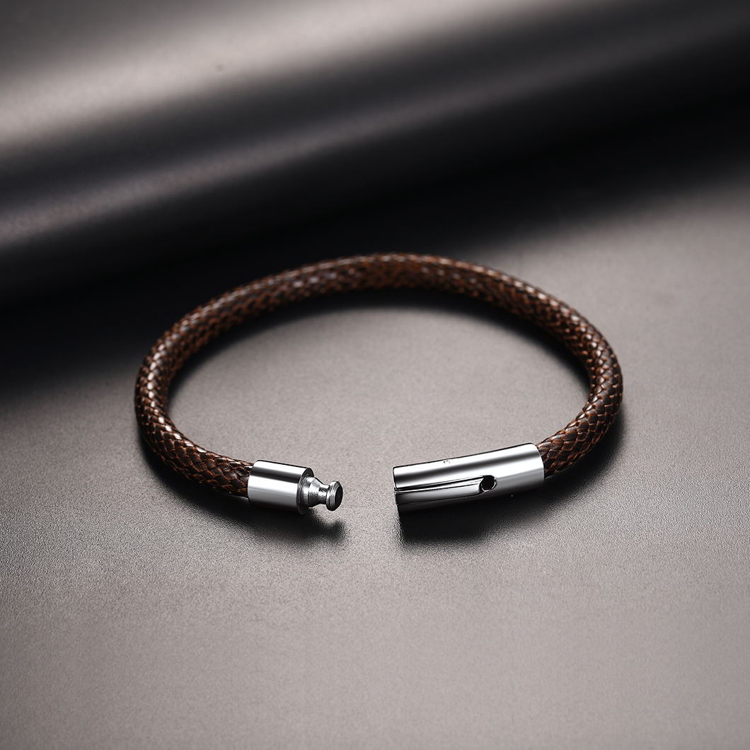 Engraved Leather Bracele for Men