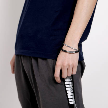 Custom Engraved Leather Bracelet for Men