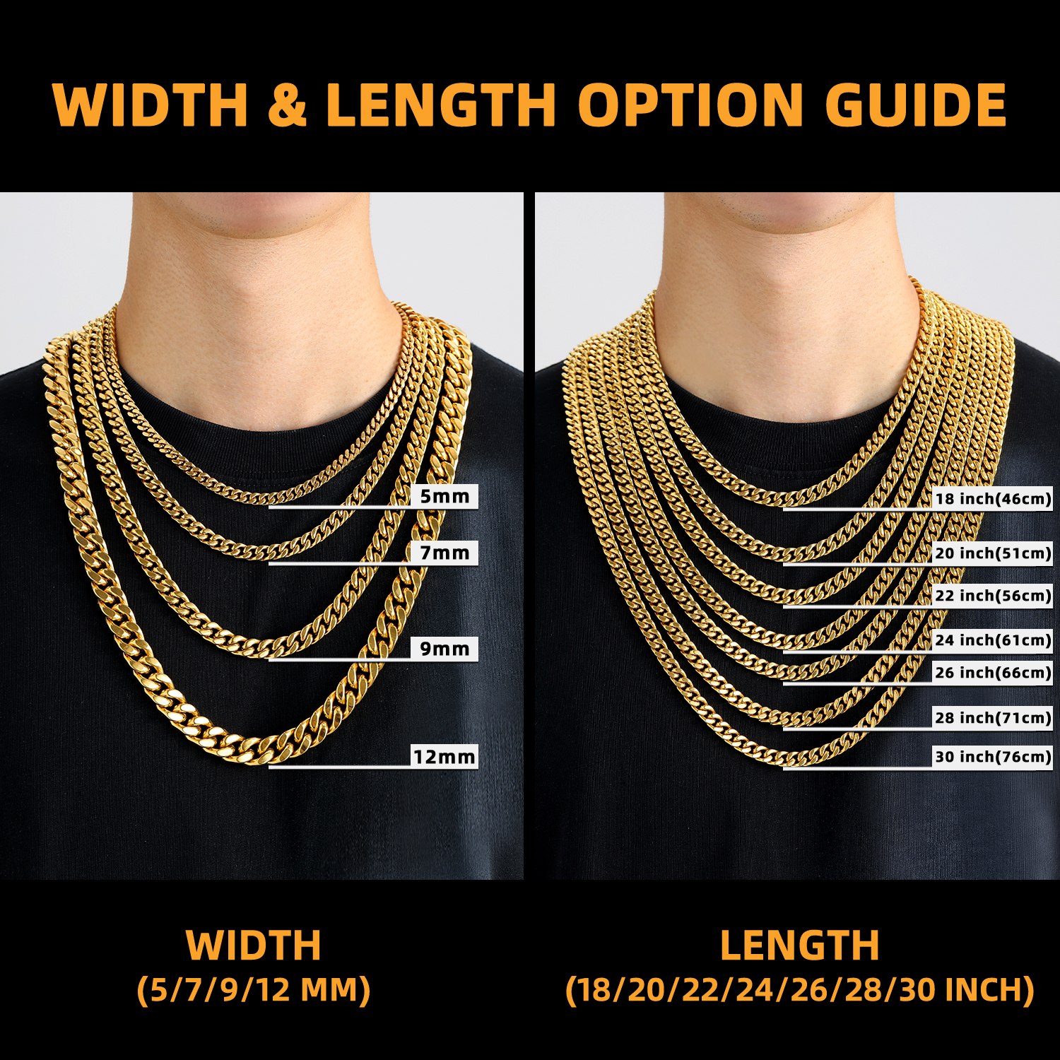 Cuban Link Chain Necklace  size choose