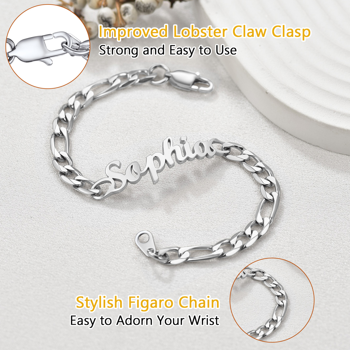 Custom Name Figaro Chain Bracelet for Women