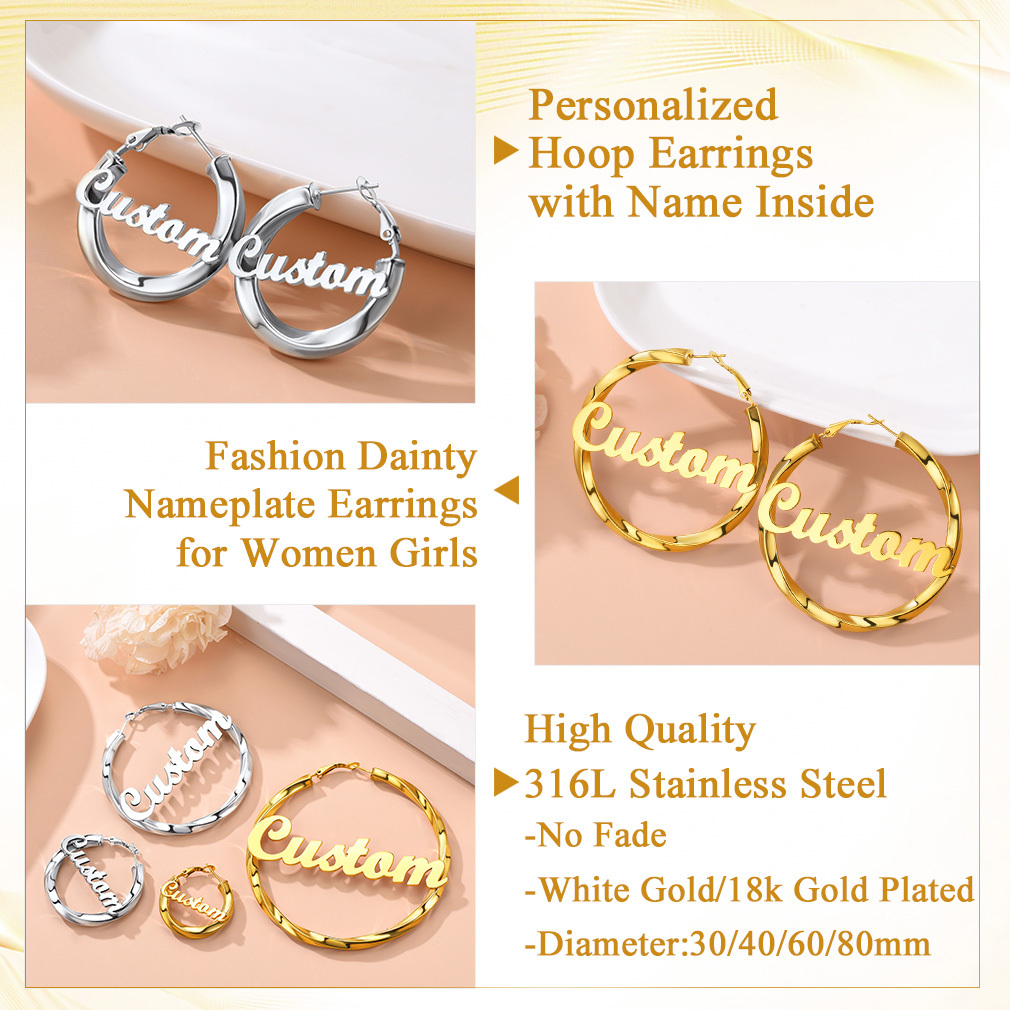 name hoop earrings