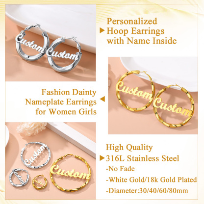 name hoop earrings