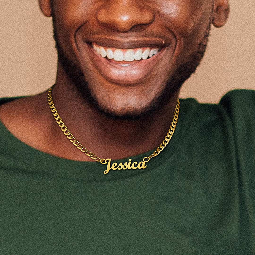 Personalized Cuban Chain Name Plate Necklace For Women