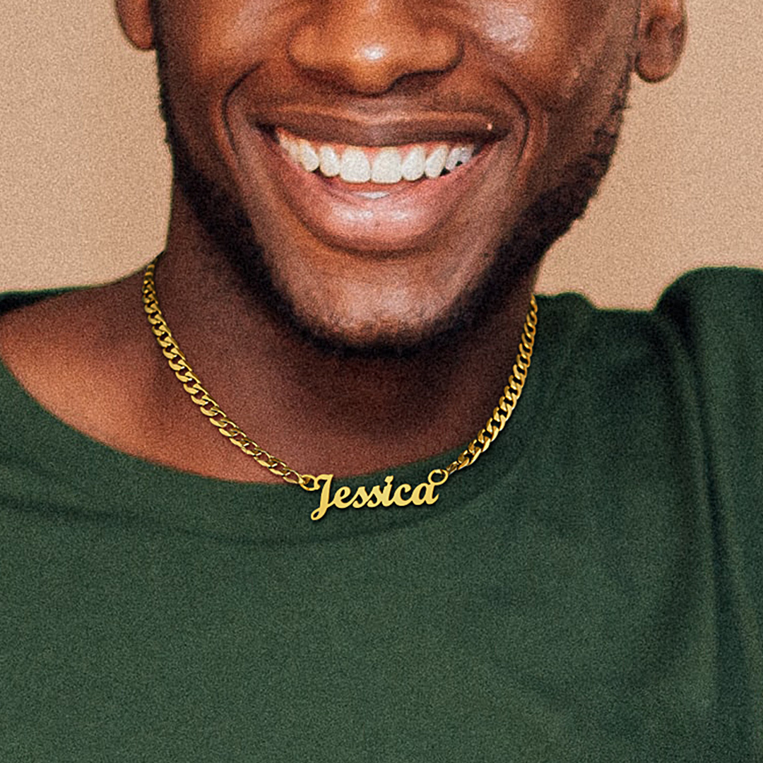 Personalized Cuban Chain Name Plate Necklace For Women