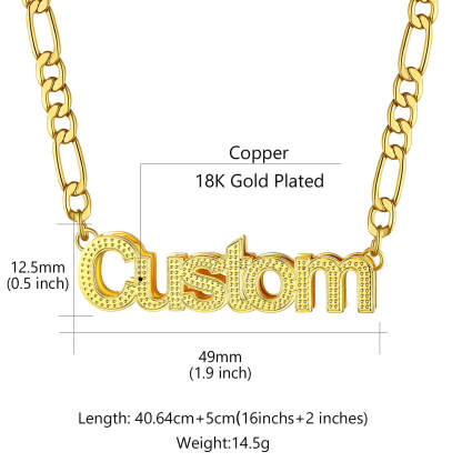 Diamond Cut Name Necklace size