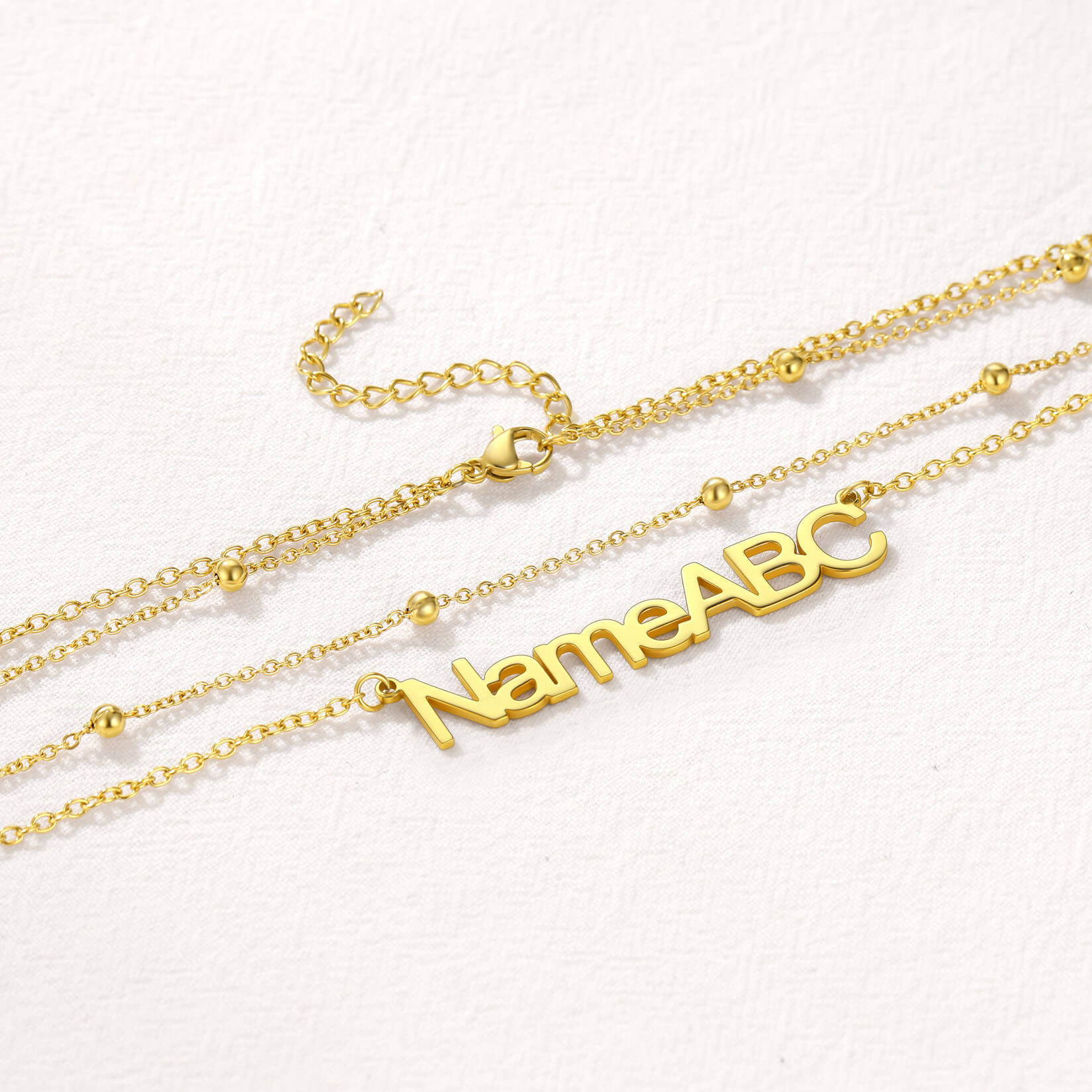 name necklace with extender chain