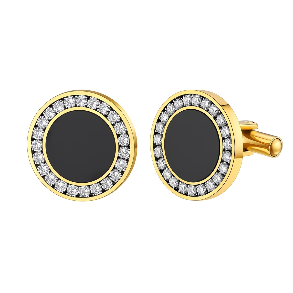 Custom Onyx Cufflinks for Men gold