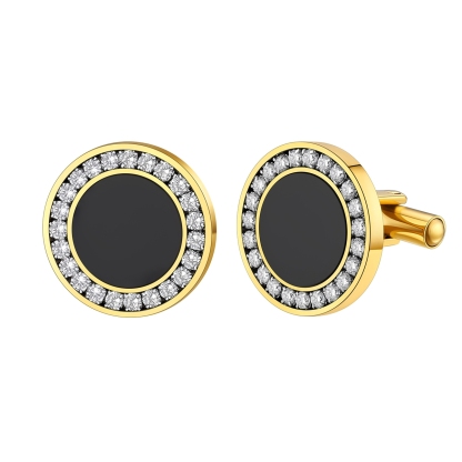 Custom Onyx Cufflinks for Men gold