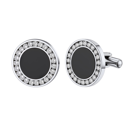 Custom Black Onyx Engraved Tuxedo Shirt Cufflinks for Men
