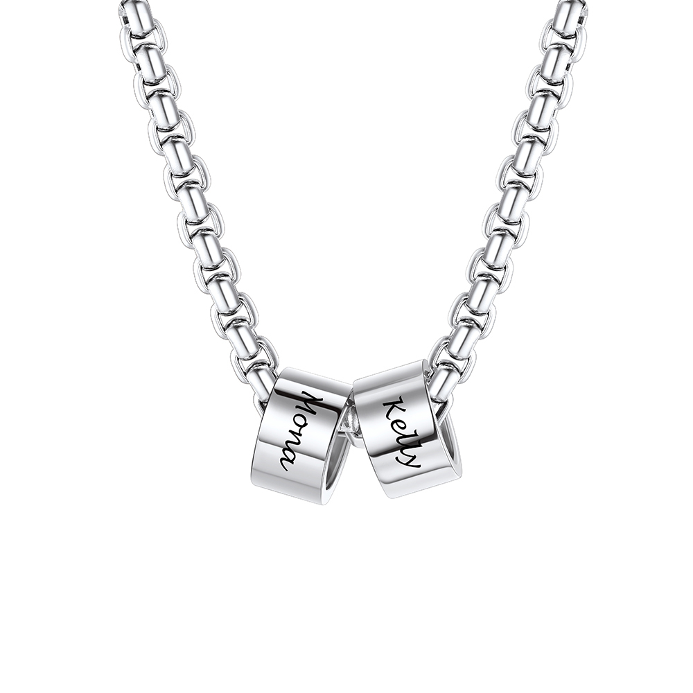 Personalized 2 Name Beads Chain Necklace 4MM