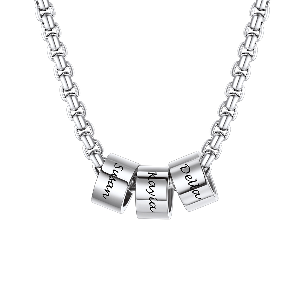 Personalized Name Beads Chain Necklace 4MM for men