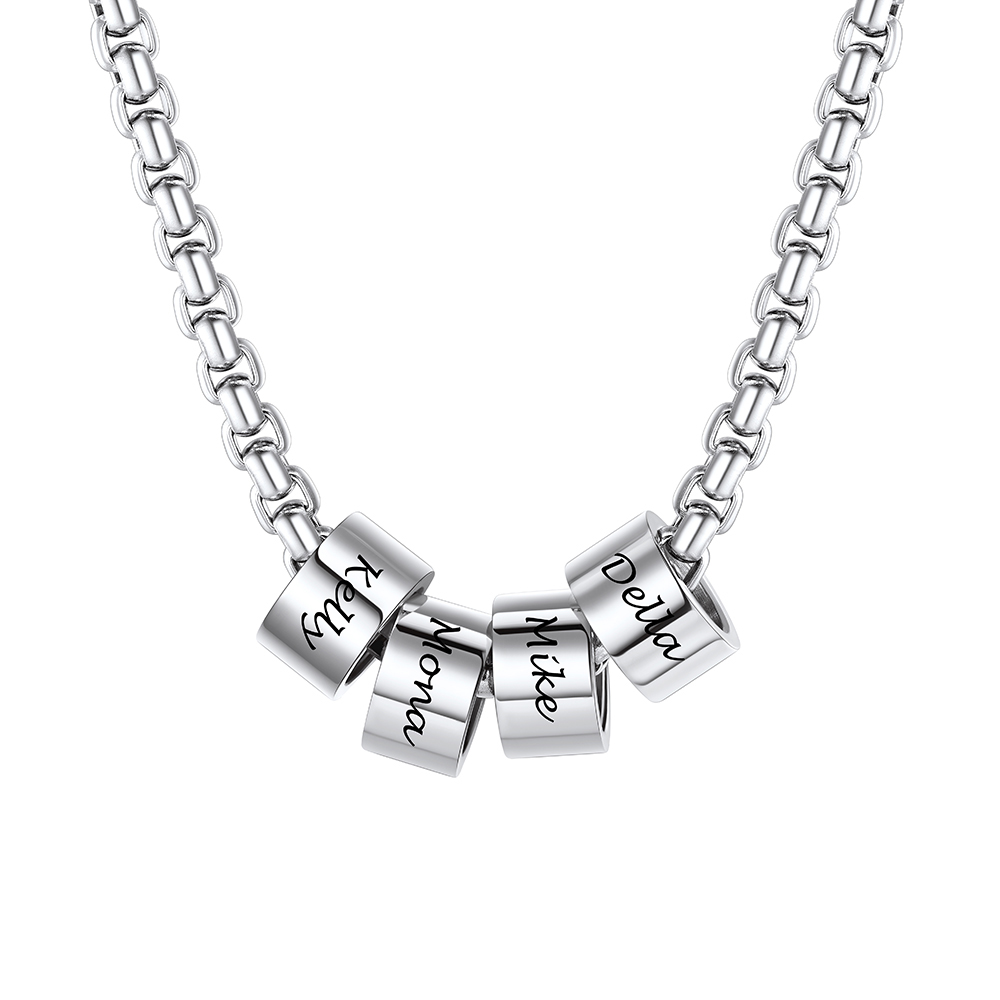Personalized 4 Name Beads Chain Necklace 4MM
