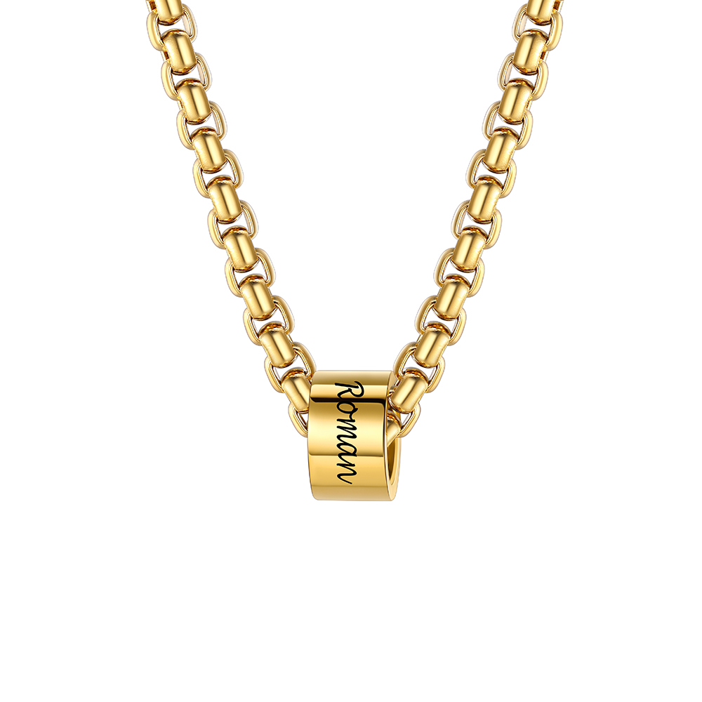 Personalized 1 Name Beads Chain Necklace 4MM gold