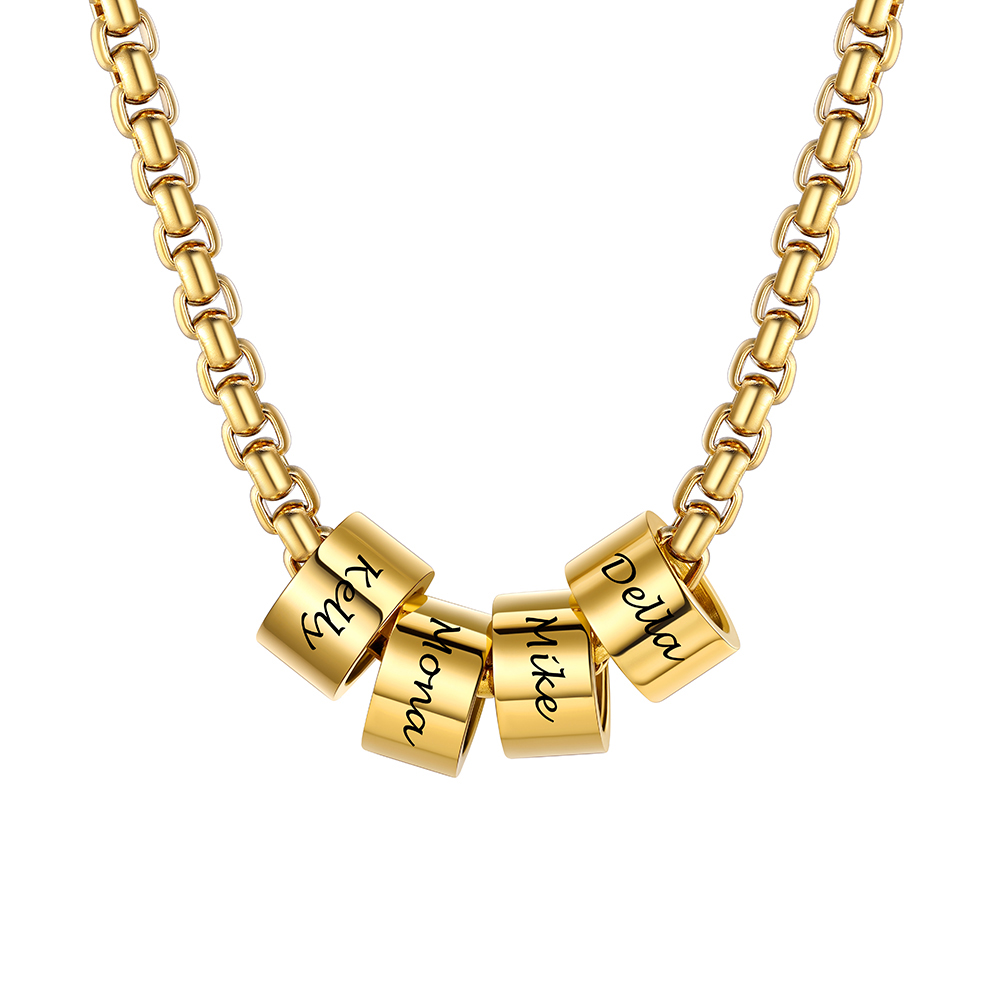 Personalized 4 Name Beads Chain Necklace 4MM
