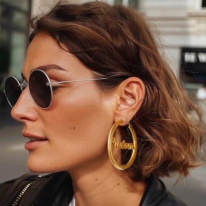 Personalized gold Name Hoop Earrings