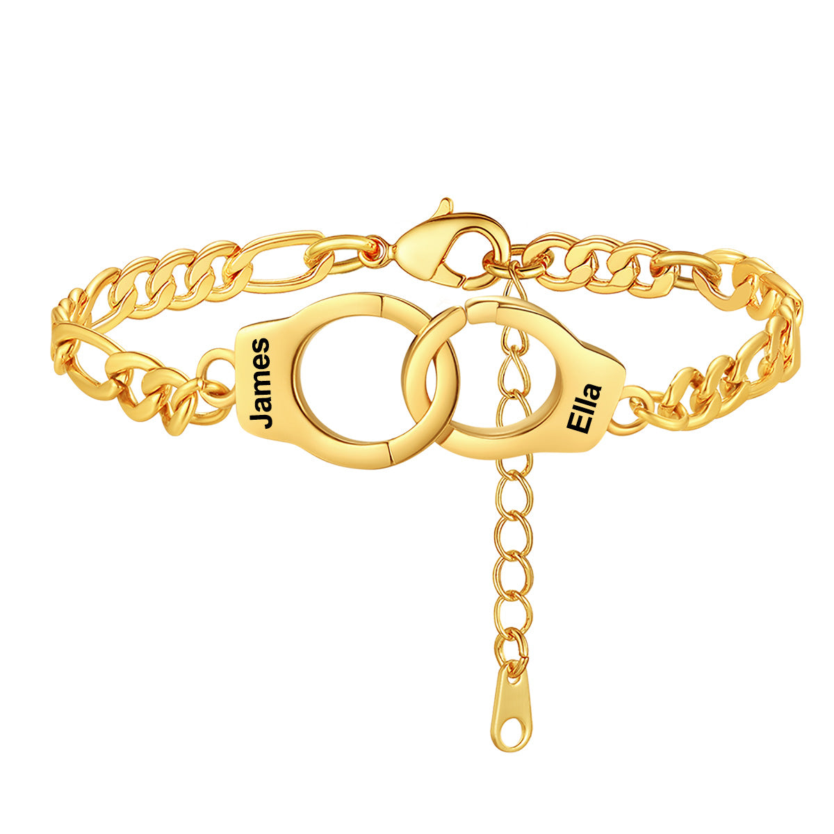 Personalized Handcuff Anklet with Figaro Chain
