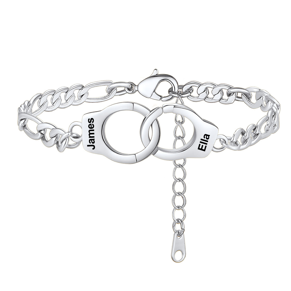 Personalized Handcuff Anklet with Figaro Chain
