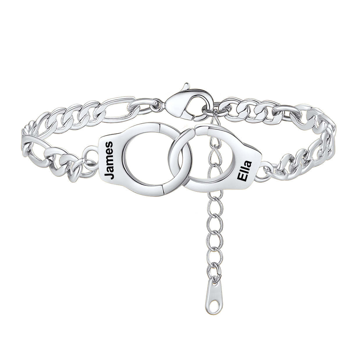 Personalized Handcuff Anklet with Figaro Chain