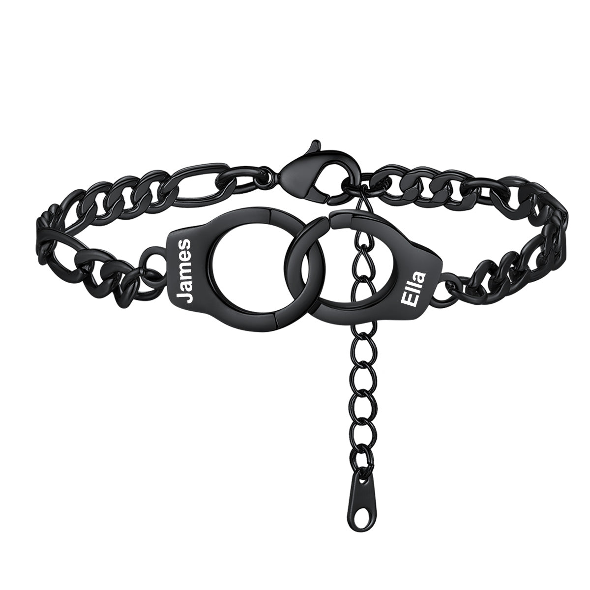 Personalized Handcuff Anklet with Figaro Chain