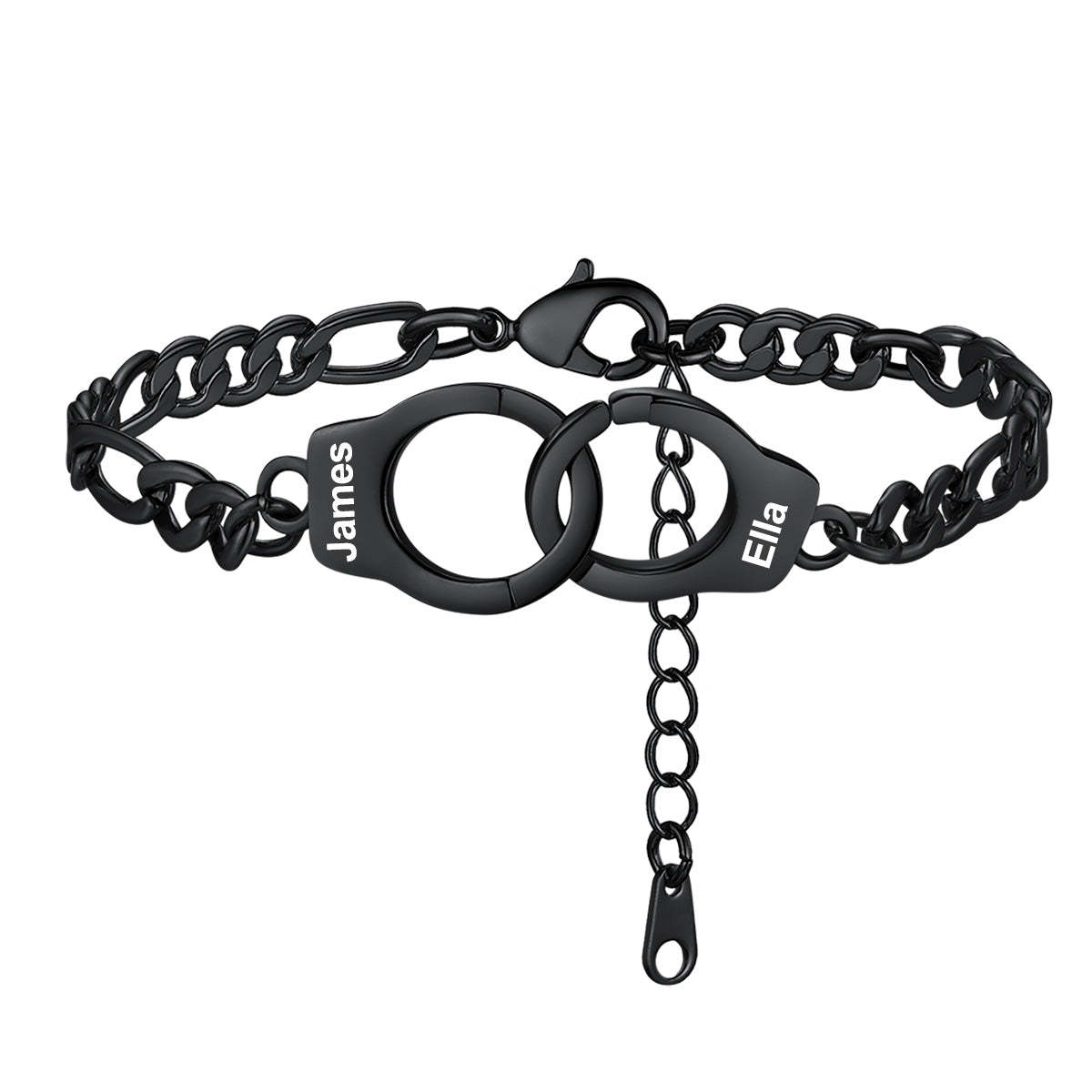 Personalized Handcuff Anklet with Figaro Chain