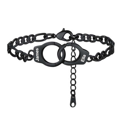 Personalized Handcuff Anklet with Figaro Chain