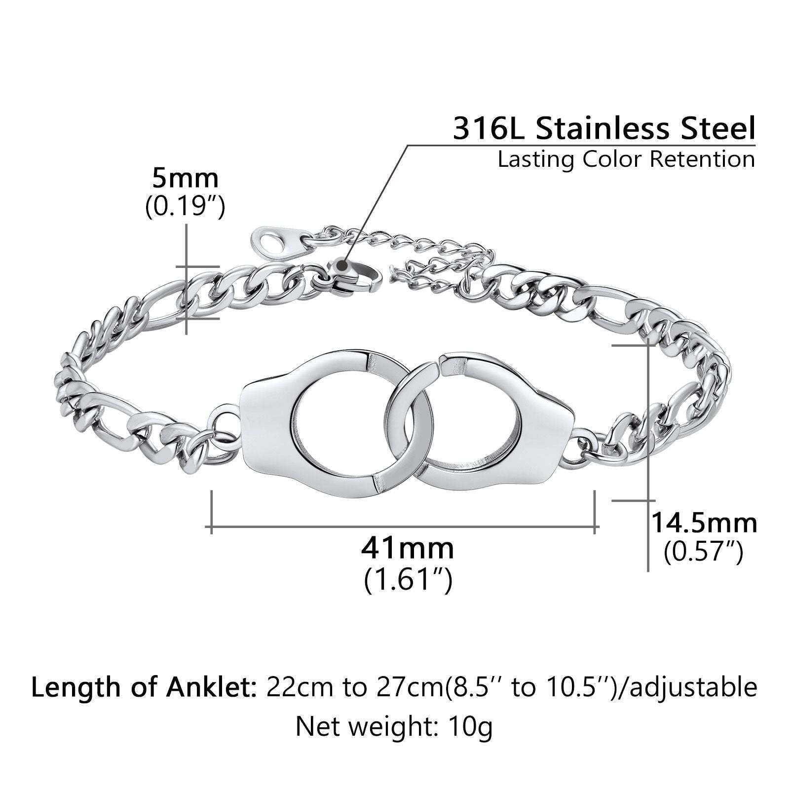 Personalized Handcuff Anklet with Figaro Chain