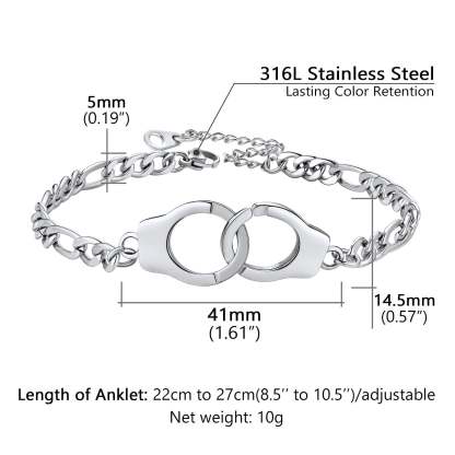 Personalized Handcuff Anklet with Figaro Chain