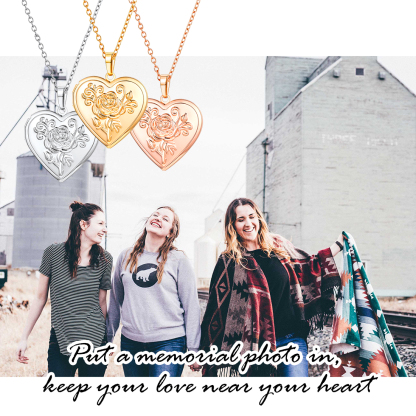 Personalized Heart Photo Locket Necklace 