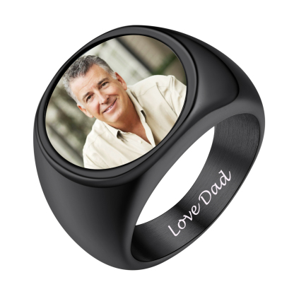 Custom Picture Signet Ring for Men black