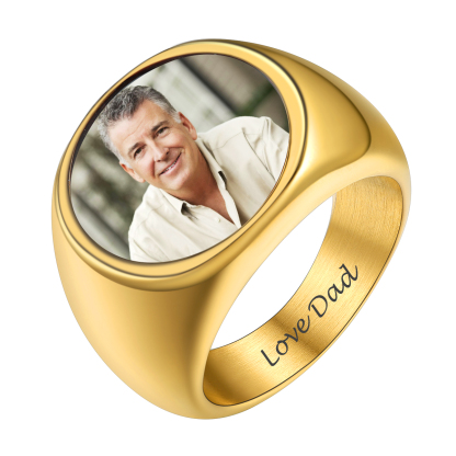 Custom Picture Signet Ring for Men gold