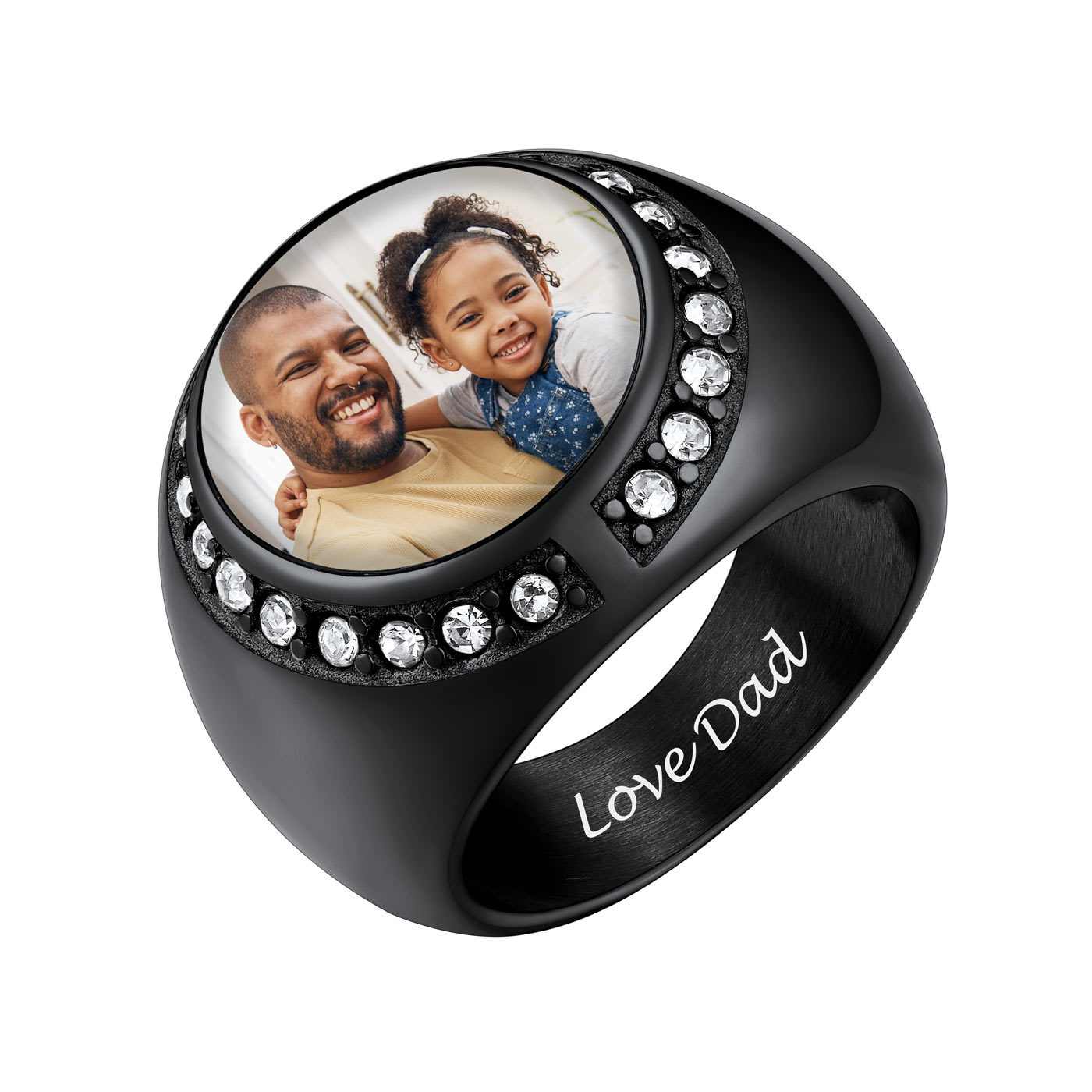 Custom Mens Round Signet Ring black