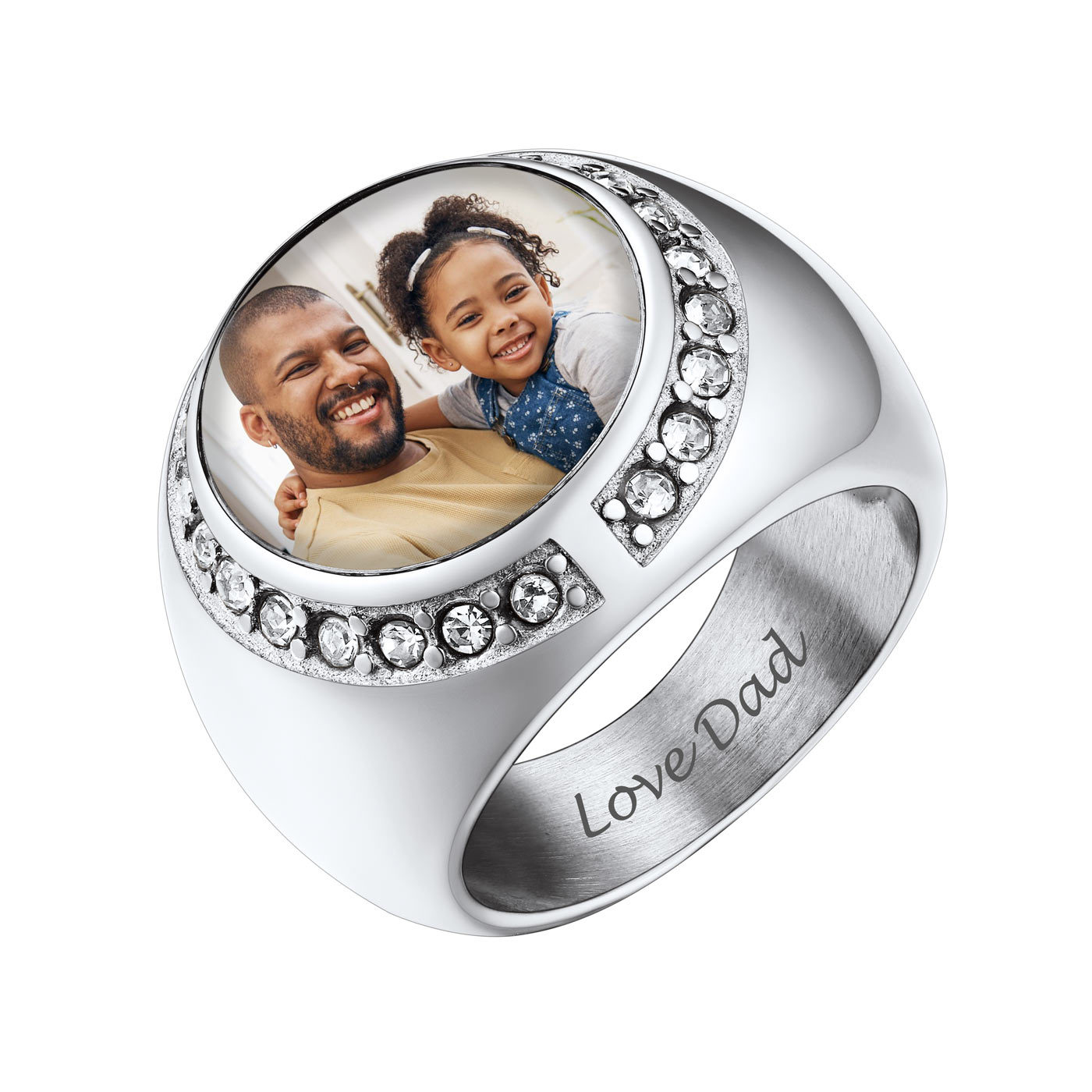 Custom Mens Round  Signet Ring with Pictures