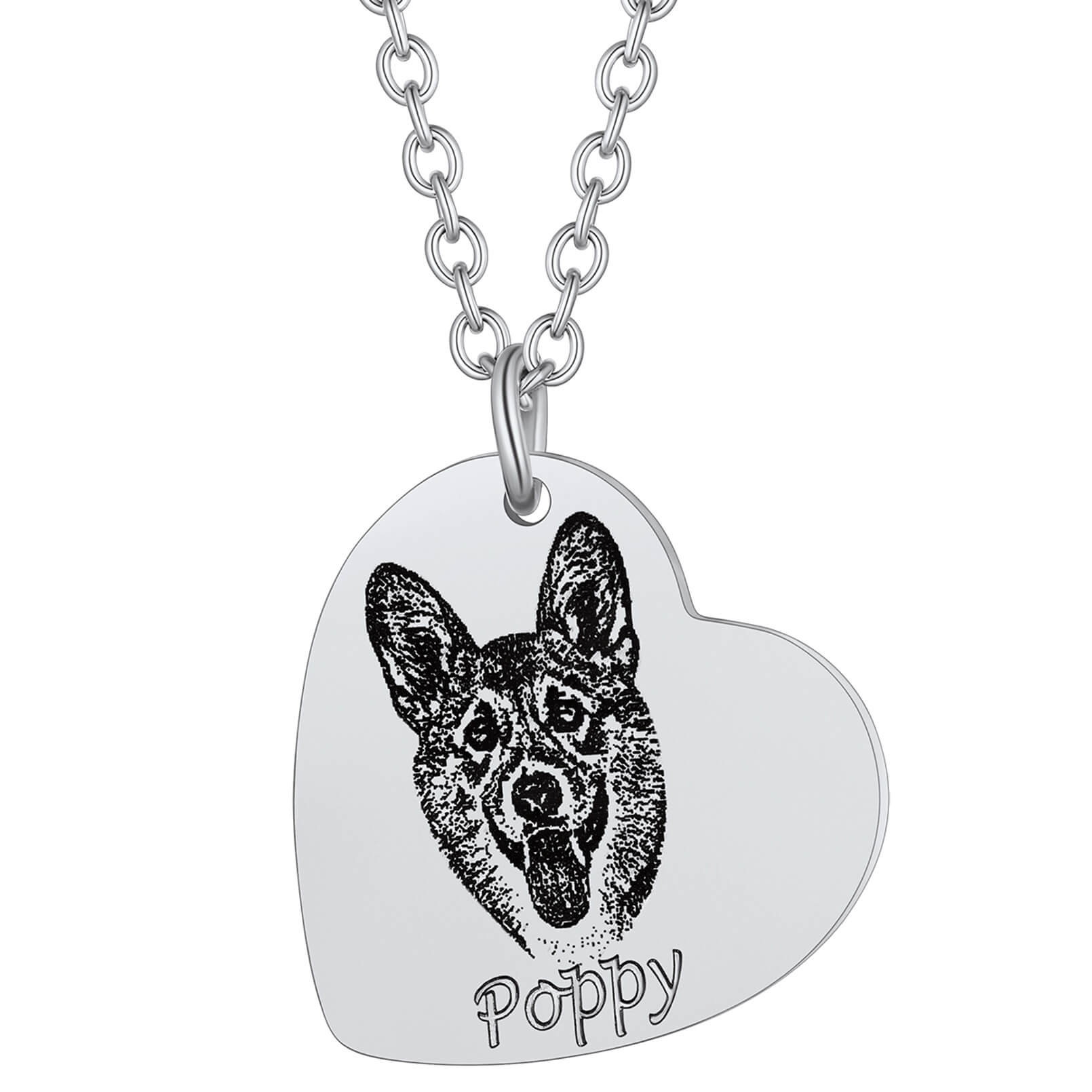 Custom 1-3 Heart Pet Portrait Photo Necklace for Pet Lover Pet Loss Gift