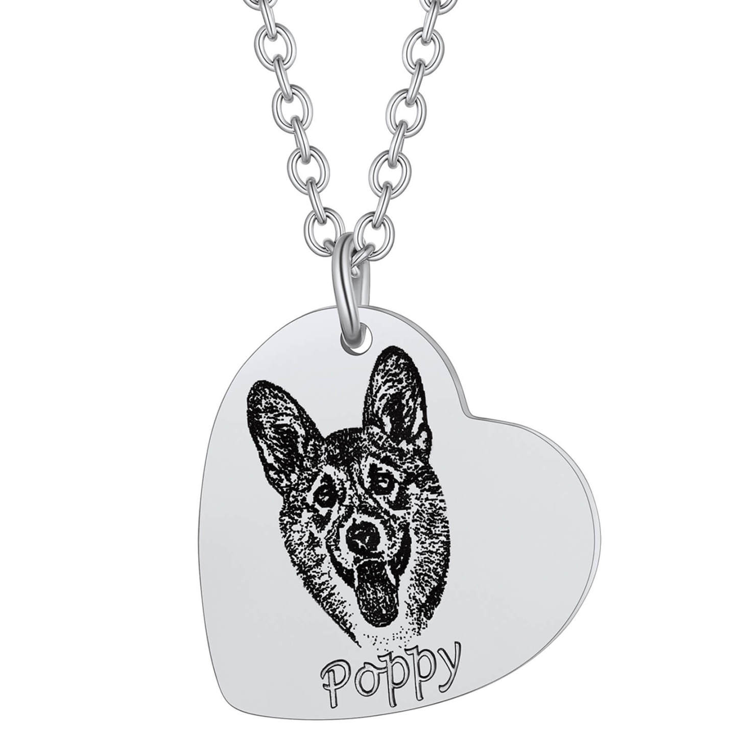 Custom 1-3 Heart Pet Portrait Photo Necklace for Pet Lover Pet Loss Gift
