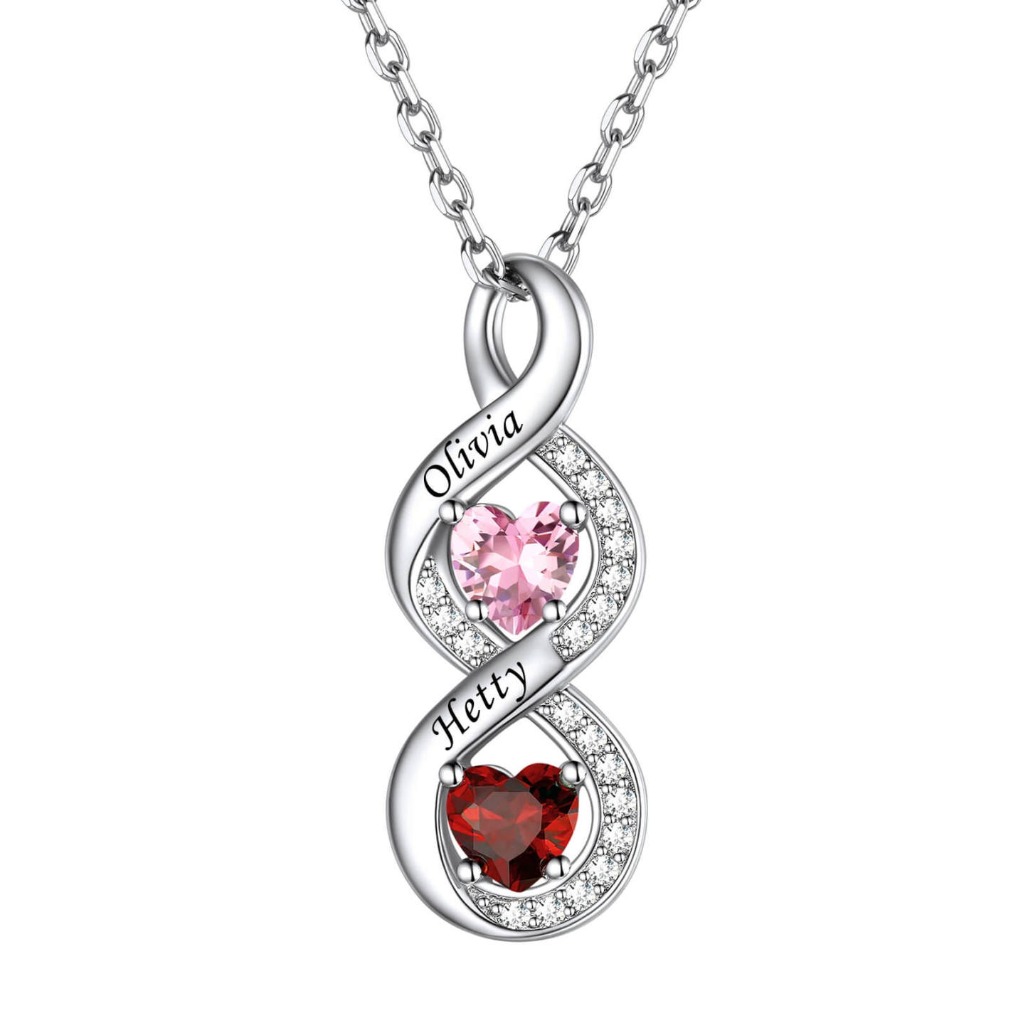 Infinity Birthstone Necklace 2 Stones For Mom