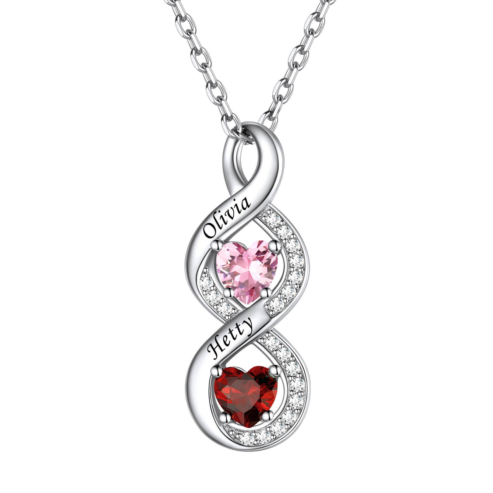 Infinity Birthstone Necklace 2 Stones For Mom