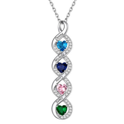 Infinity Birthstone Necklace 4 Stones For Mom Grandma