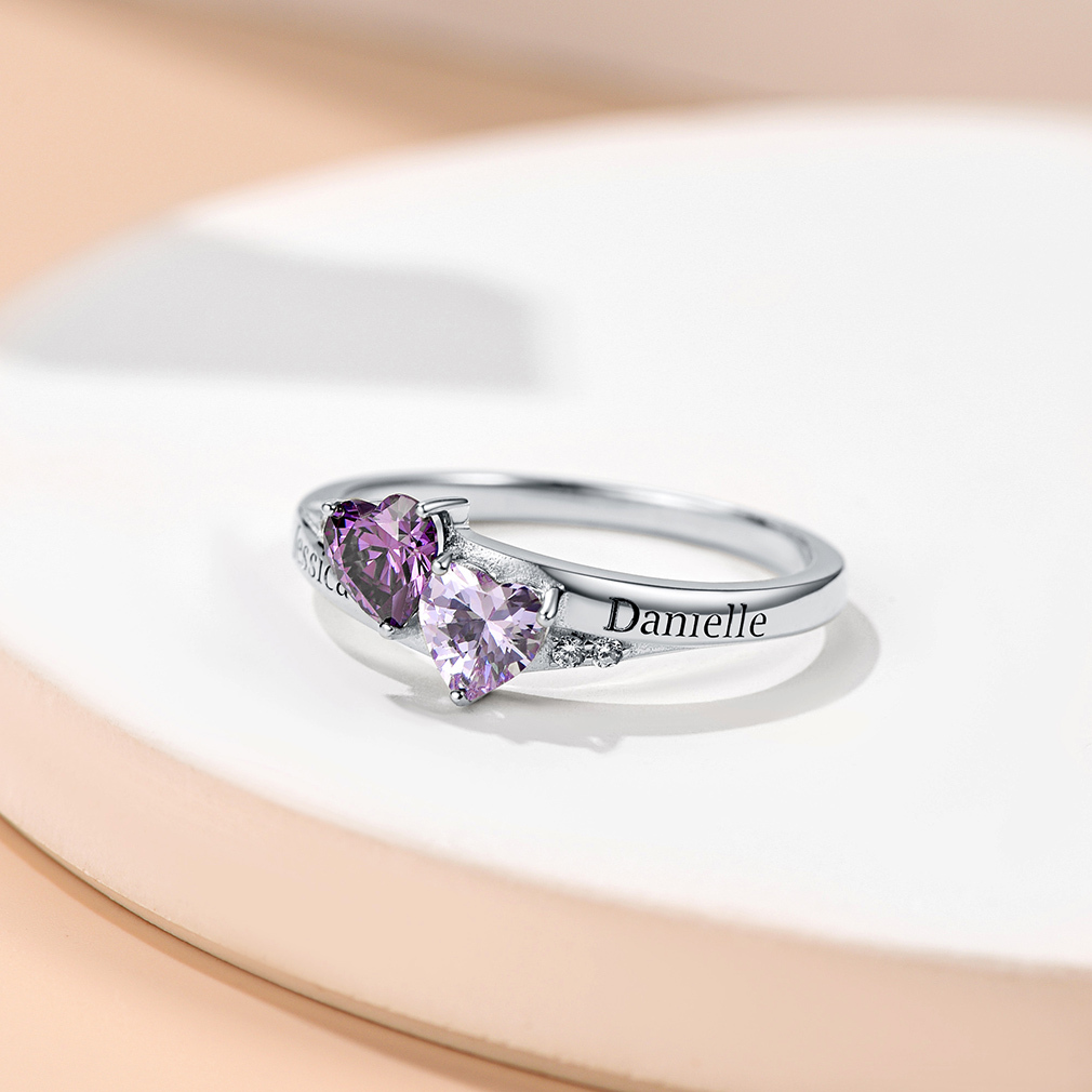 silver Birthstone Promise Ring 