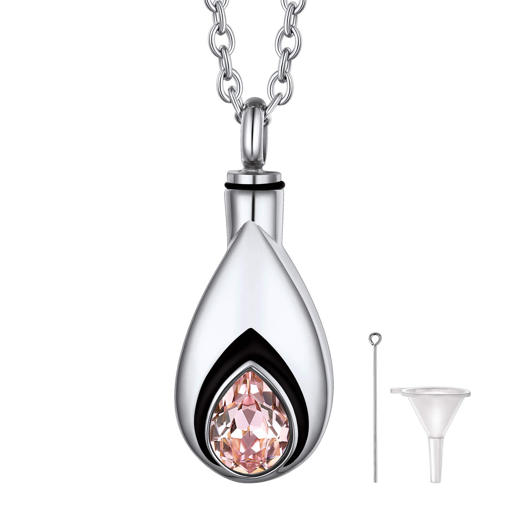Teardrop Birthstone Urn Necklace for Ashes Memorial Cremation Jewelry