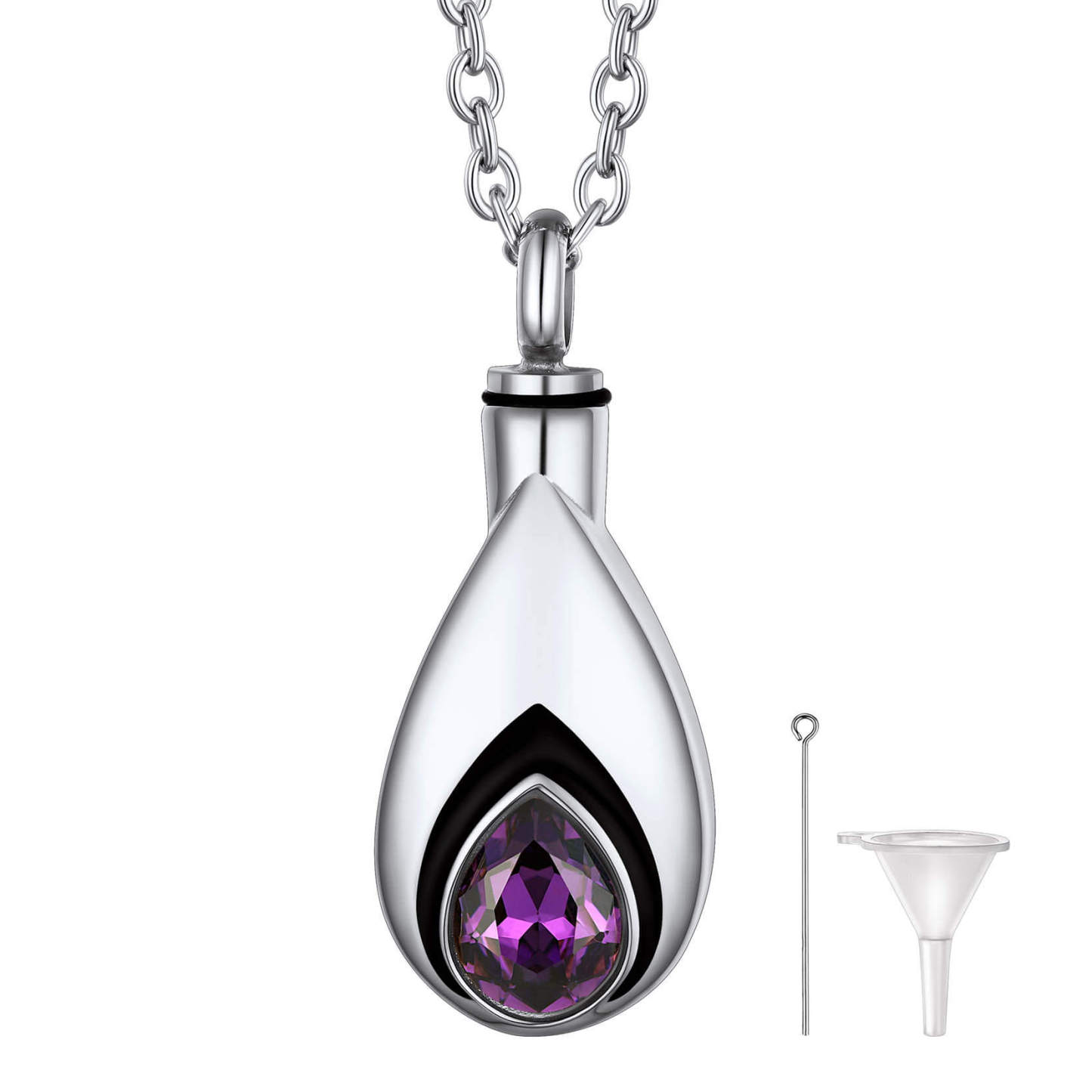 Teardrop Birthstone Urn Necklace for Ashes Memorial Cremation Jewelry