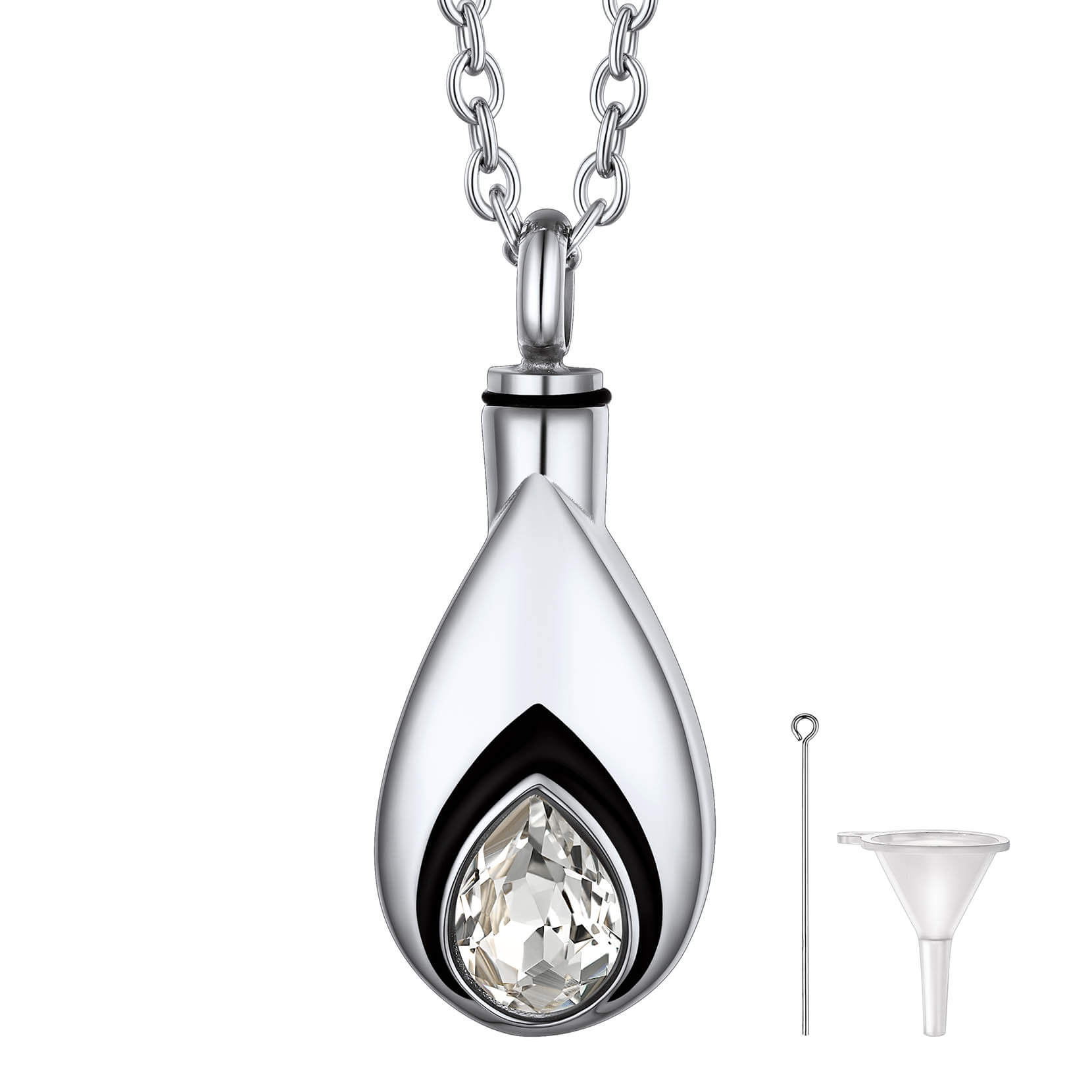 Teardrop Birthstone Urn Necklace for Ashes Memorial Cremation Jewelry